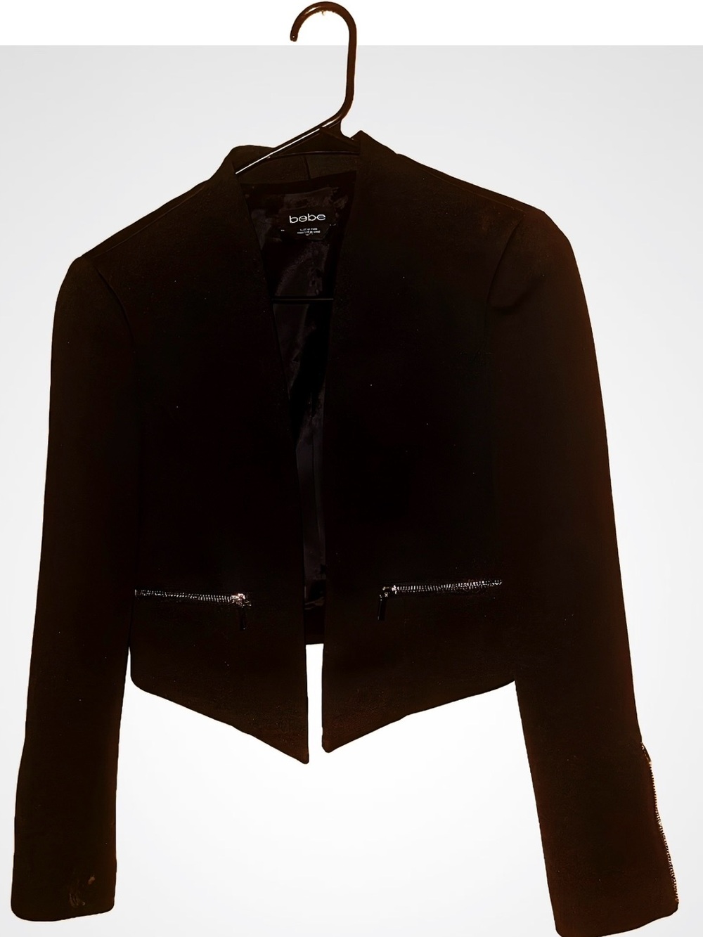 Bebe Black open front cropped jacket